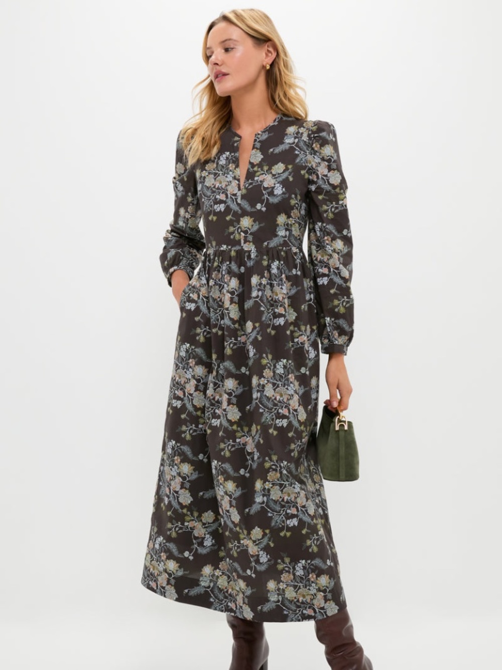 Hyacinth House Oslo Midi Dress Brown Multi Floral Size XL